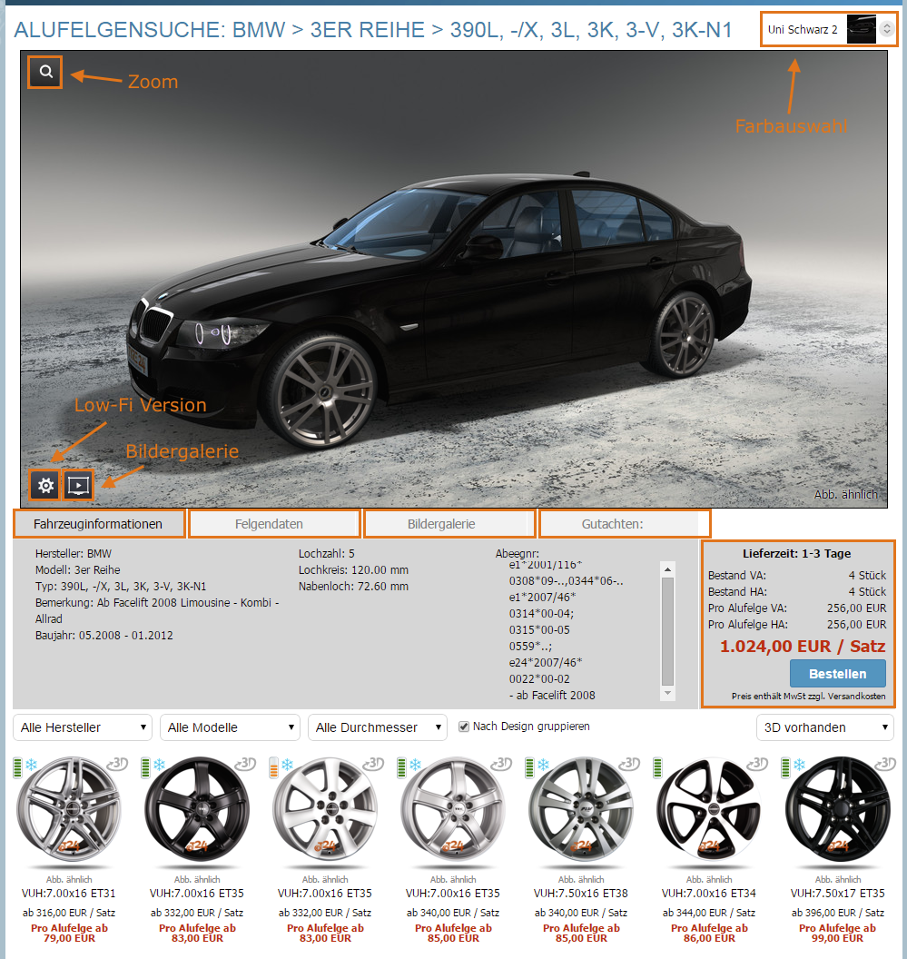 Detailansicht Fahrzeug - 3D Aluradkonfigurator
